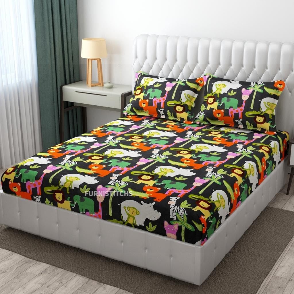 Livify Kids King Fitted BedSheet - Jungle Safari - (72×76 inches)-LivifyHomes